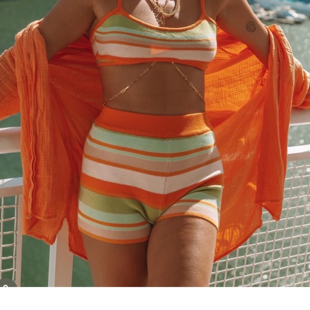 Peppermayo Riley Hubatka Collab Knit Stripe Shorts